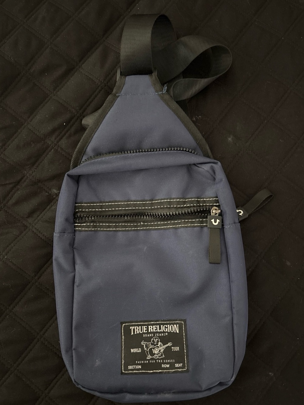 True Religion Navy Sling Crossbody Bag for Men
